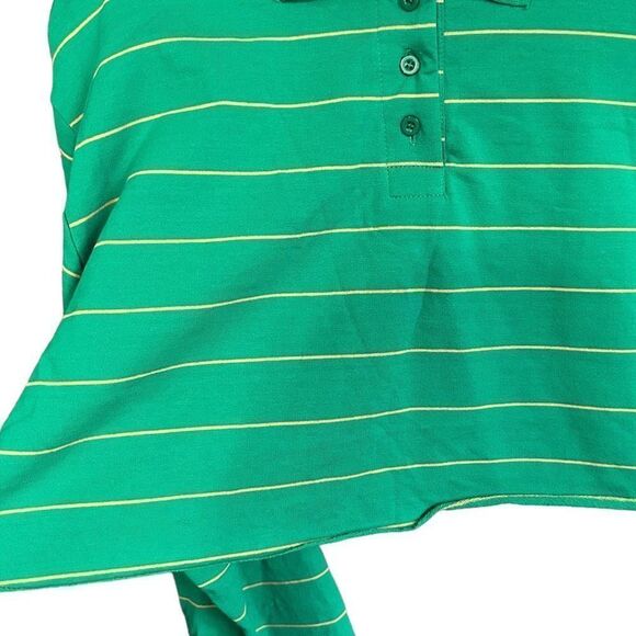 Adika Jones Green Crop Striped Collar Polo Shirt - Picture 8 of 13